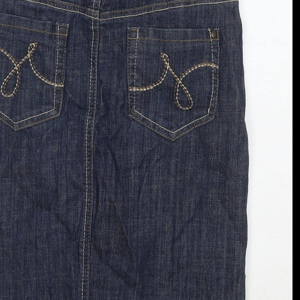 NEXT Womens Blue Cotton A-Line Skirt Size 6 Zip