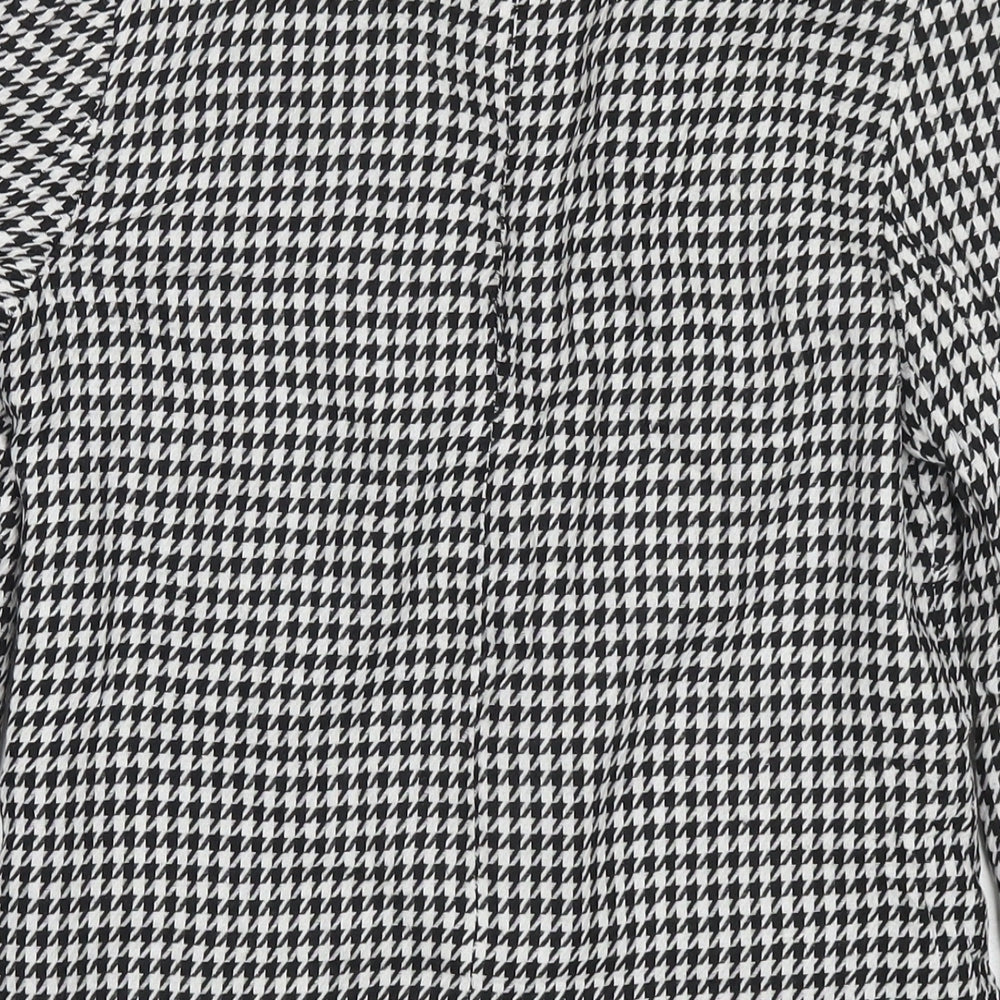 Boohoo Womens Black Herringbone Jacket Blazer Size 8 Button