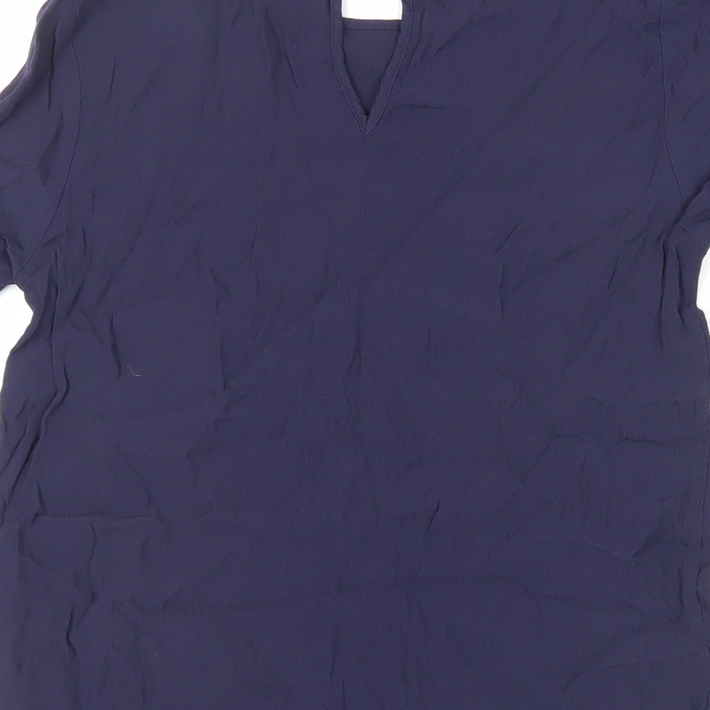 H&M Womens Blue Viscose Basic Blouse Size 8 Round Neck