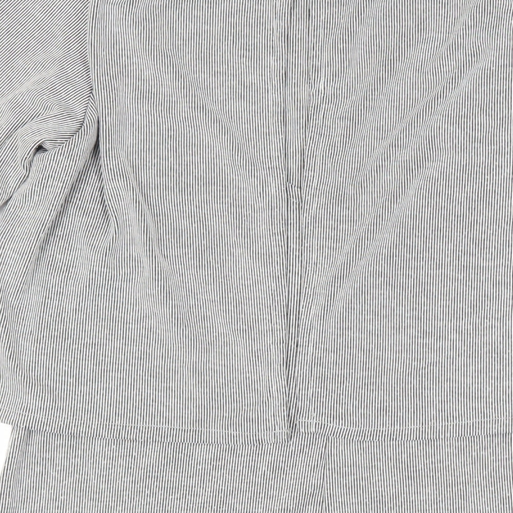 Topshop Womens Grey Striped Acrylic Jumper Dress Size 8 Crew Neck Pullover - Layered