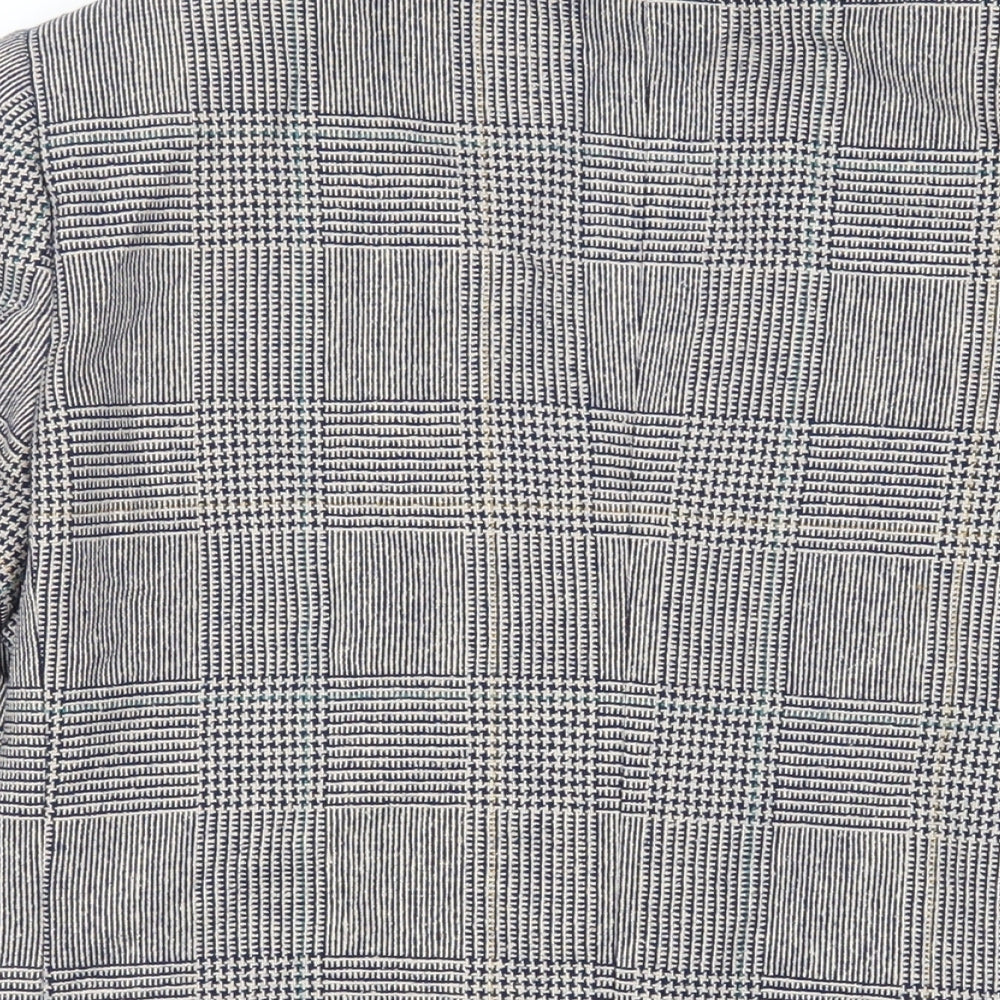St Michael Womens Grey Plaid Jacket Blazer Size 10 Button - Vintage