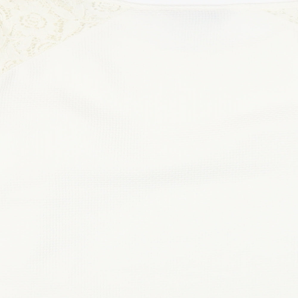 Marks & Spencer Womens White Polyester Basic Blouse Size 18 Round Neck - Lace Detail