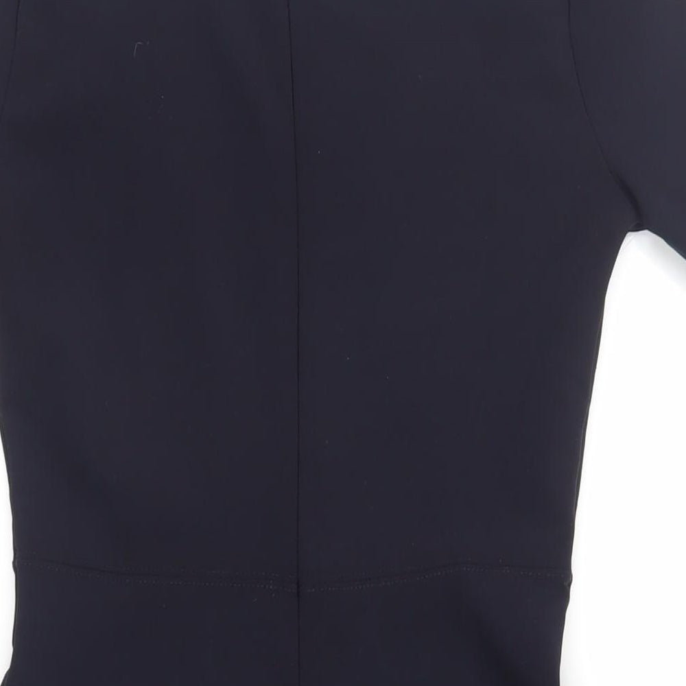 Topshop Womens Blue Polyester Fit & Flare Size 10 Round Neck Zip
