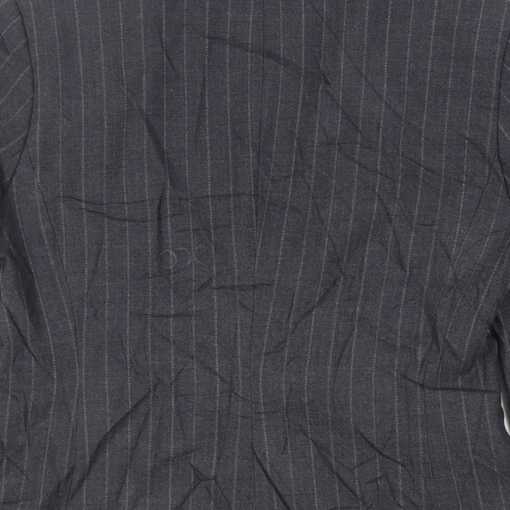 Debenhams Womens Black Striped Jacket Blazer Size 6 Button