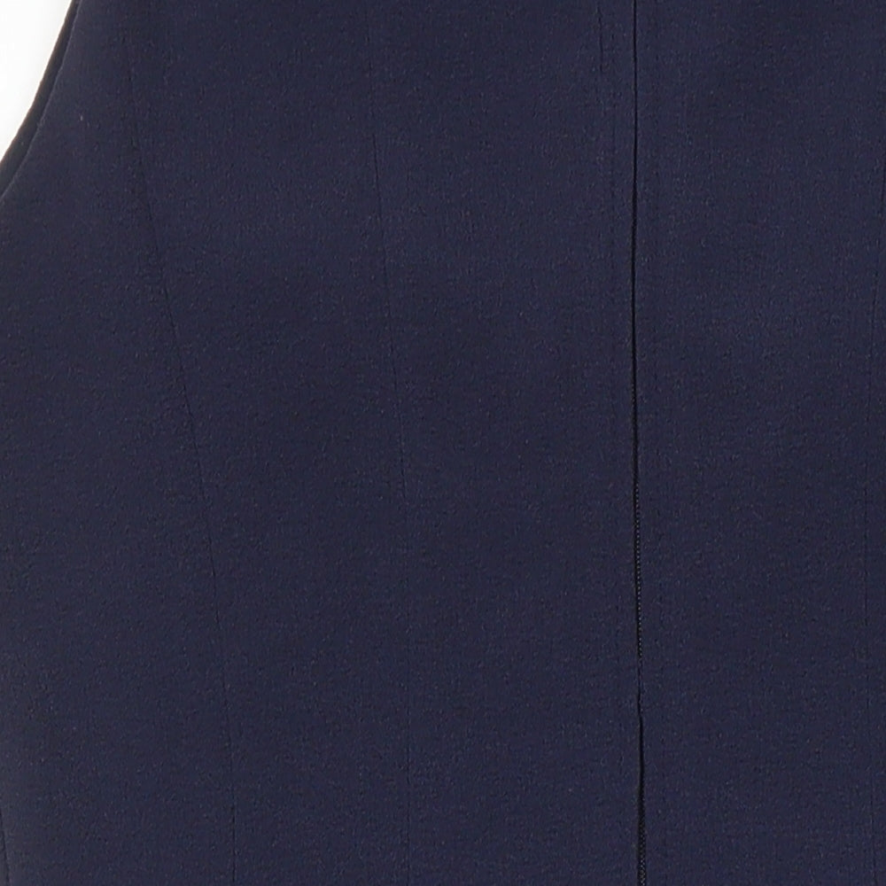 H&M Womens Blue Polyester A-Line Size 10 Boat Neck