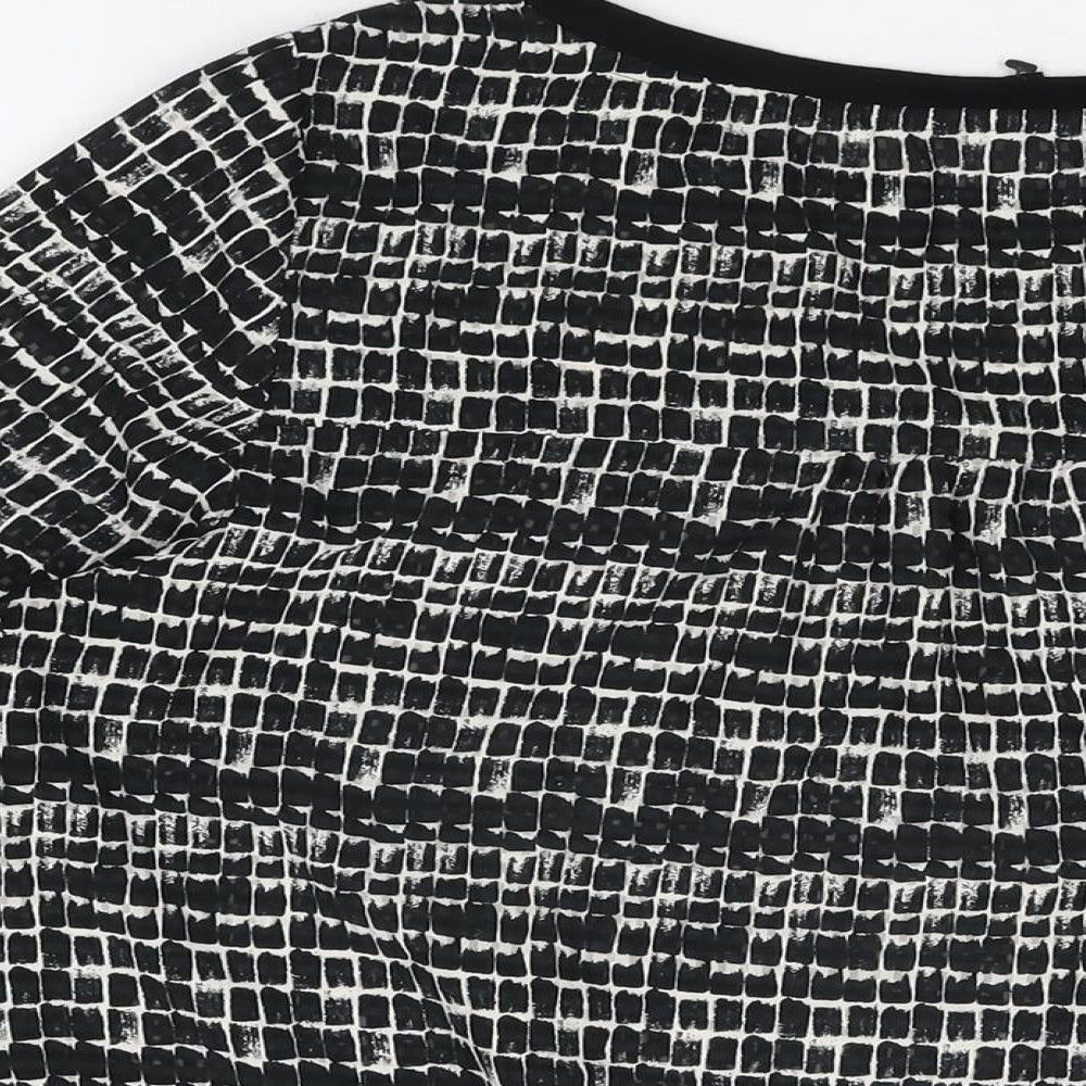 NEXT Womens Black Geometric Polyester Basic Blouse Size 12 Round Neck