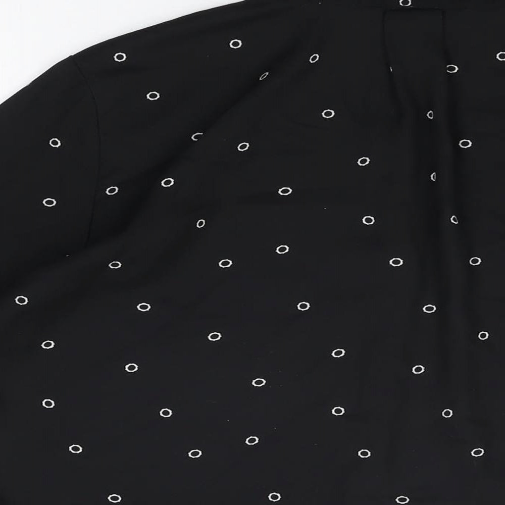 H&M Womens Black Geometric Polyester Basic Button-Up Size 6 Collared