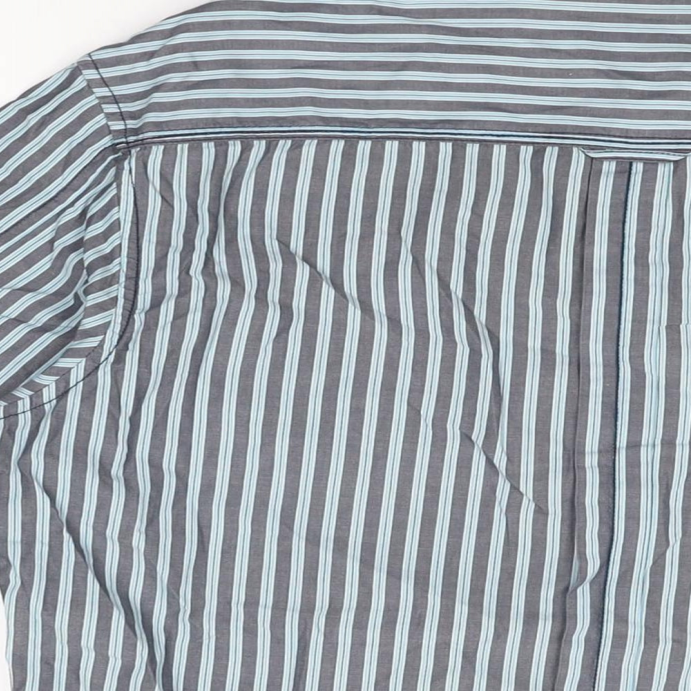 Burton Mens Blue Striped Cotton Button-Up Size M Collared Button