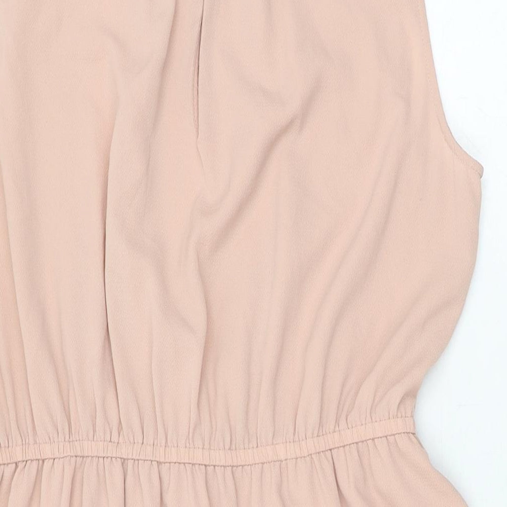 H&M Womens Pink Polyester Shift Size 12 Round Neck Button