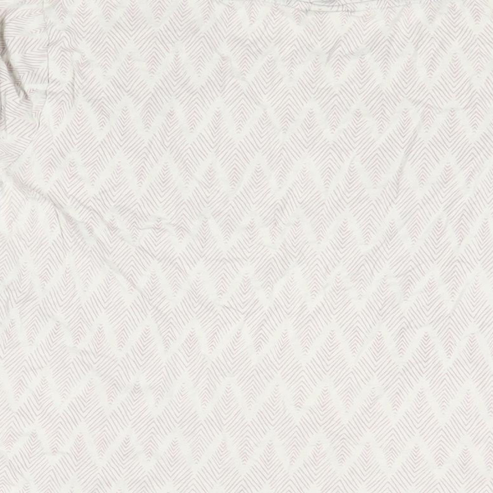 H&M Womens White Geometric Cotton Basic T-Shirt Size XS Round Neck