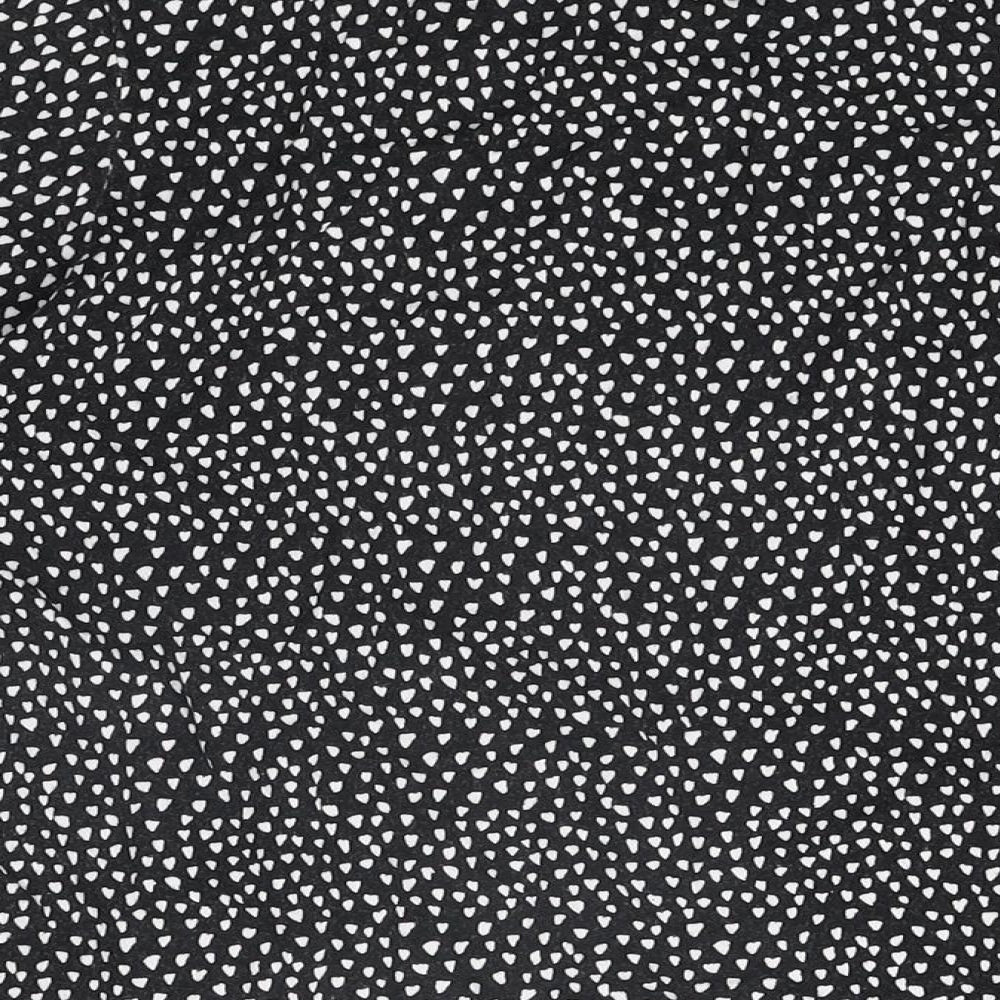 Marks & Spencer Womens Black Geometric Viscose Basic T-Shirt Size 10 Boat Neck