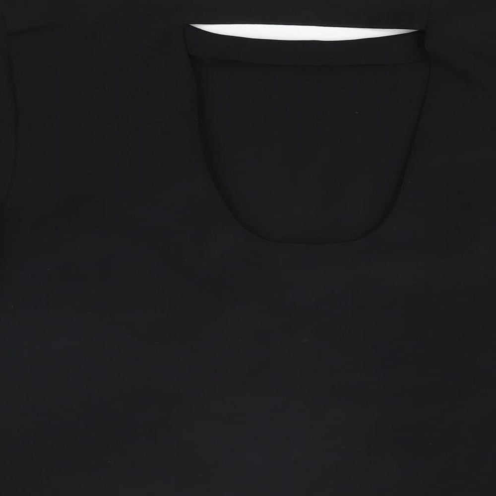 Topshop Womens Black Polyester Basic Blouse Size 8 Round Neck
