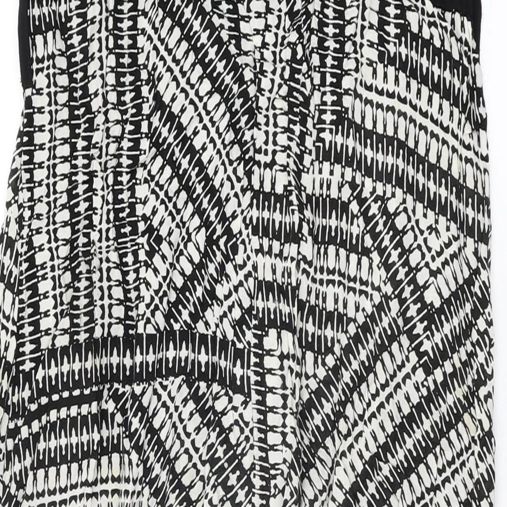 New Look Womens Black Geometric Viscose Maxi Size 10 Off the Shoulder Pullover