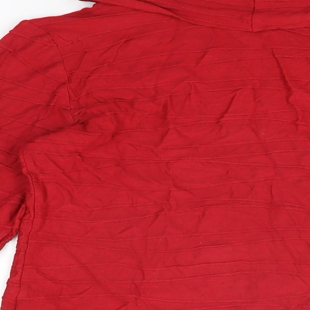 David Nieper Womens Red Viscose Basic T-Shirt Size 12 High Neck