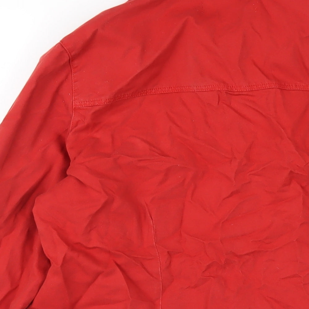 Sosandar Womens Red Cotton Basic Button-Up Size 8 Collared