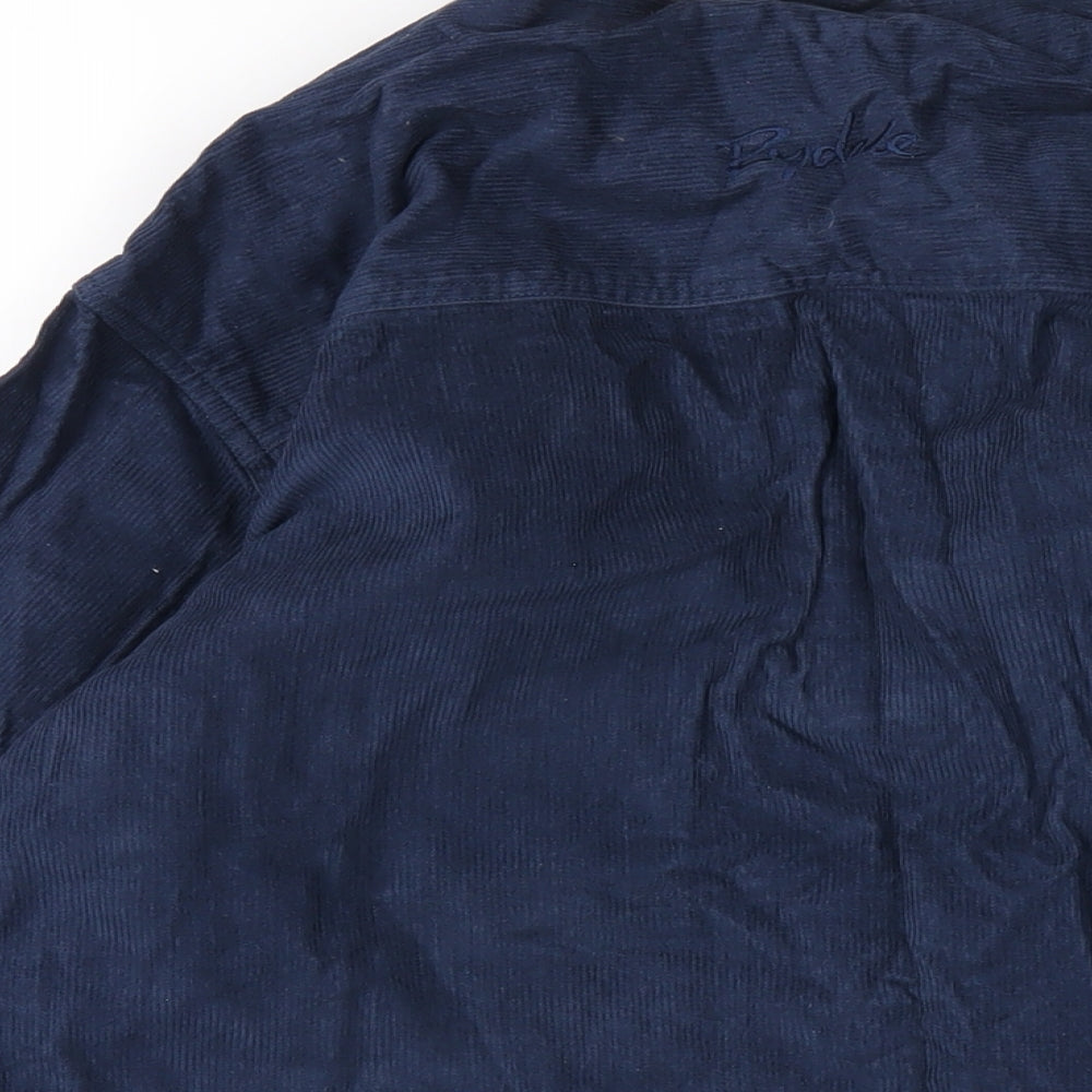 Ryderwear Mens Blue Cotton Button-Up Size M Collared Button