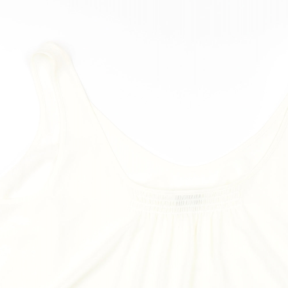 Marks & Spencer Womens Ivory Polyester Basic Tank Size 20 Scoop Neck