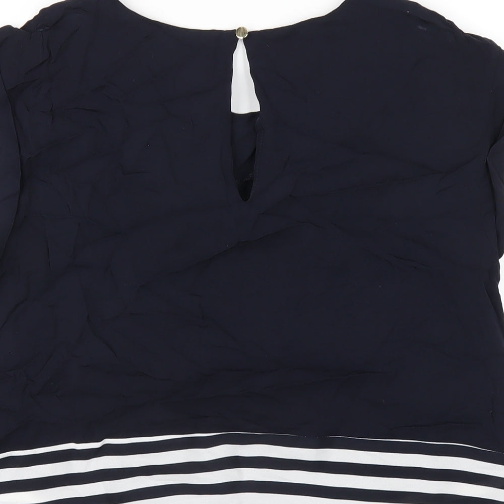 Oasis Womens Blue Viscose Basic T-Shirt Size 12 Round Neck