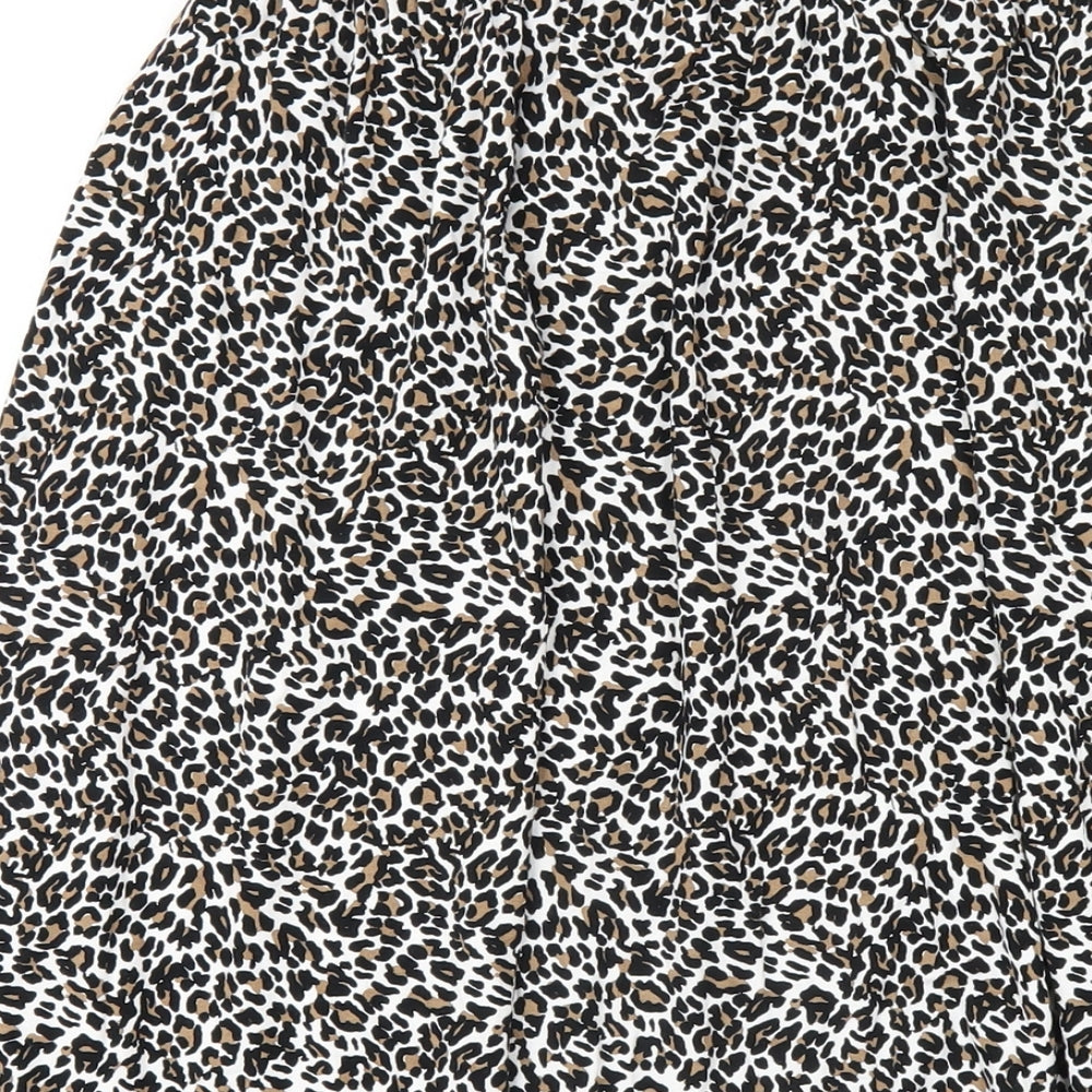 Marks & Spencer Womens Black Animal Print Viscose A-Line Skirt Size 6
