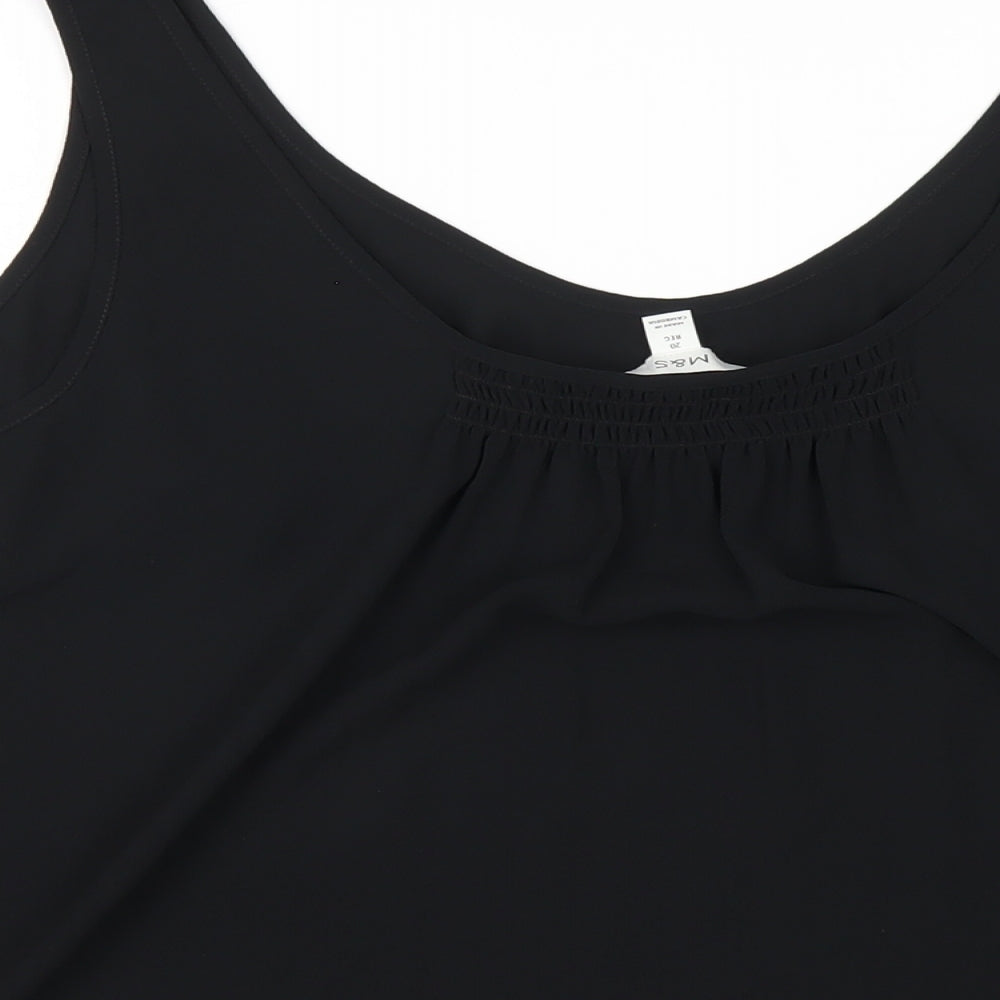 Marks & Spencer Womens Black Polyester Basic Tank Size 20 Scoop Neck