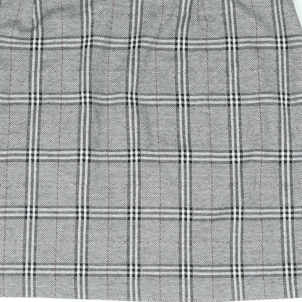 Marks & Spencer Womens Grey Check Polyester A-Line Skirt Size 12