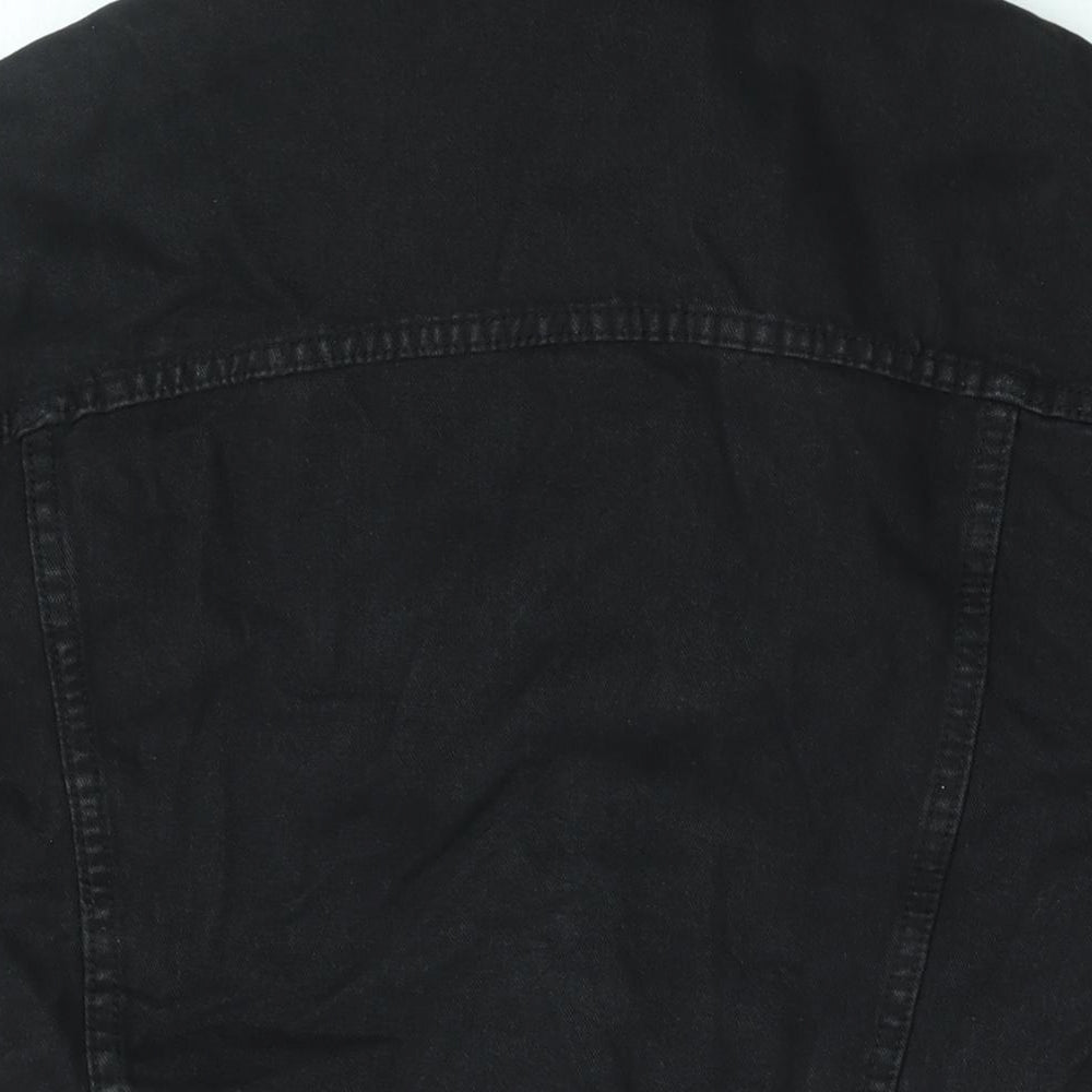 ASOS Womens Black Jacket Size 12 Button - Fleece Lined