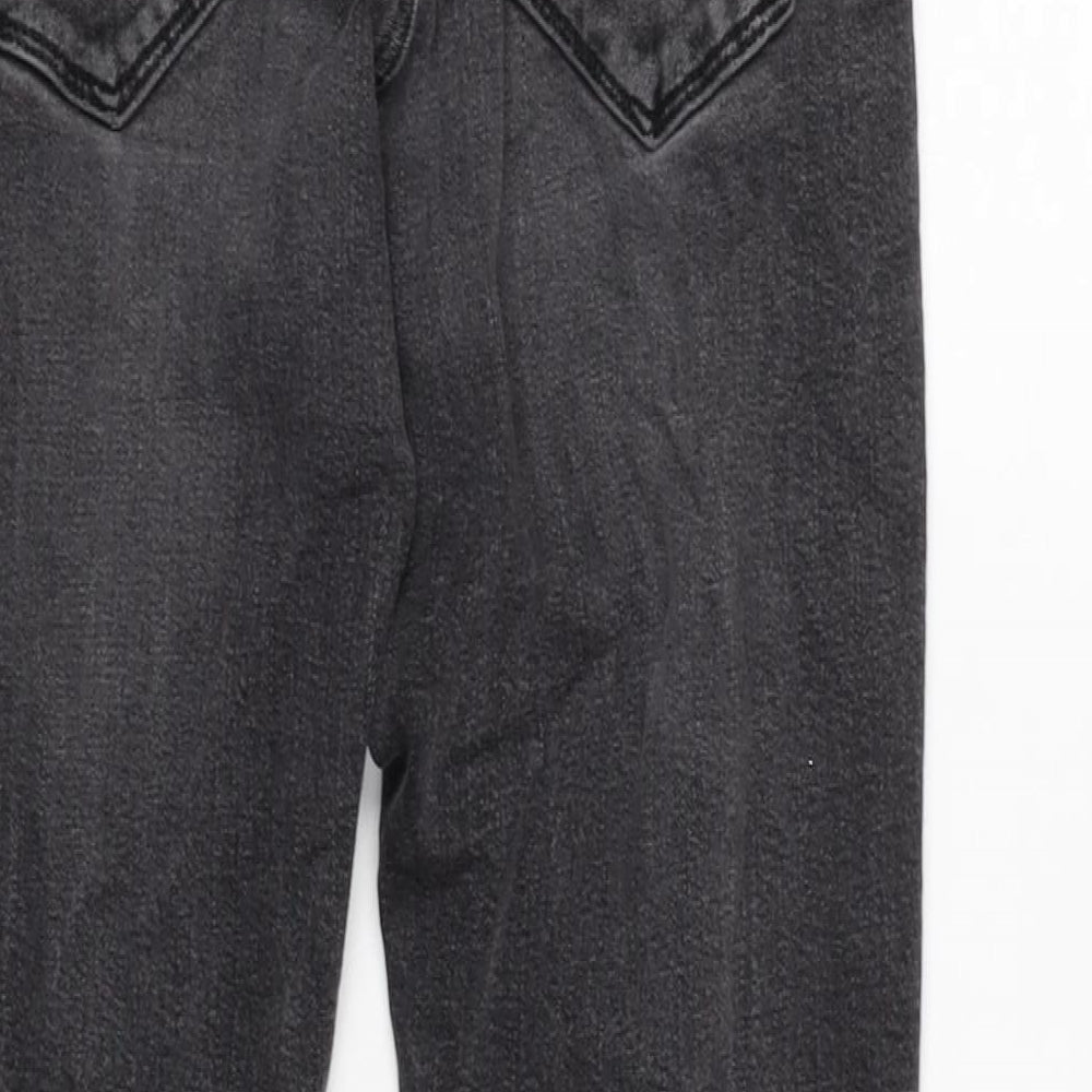 River Island Mens Grey Cotton Blend Straight Jeans Size 30 in L30 in Regular Zip