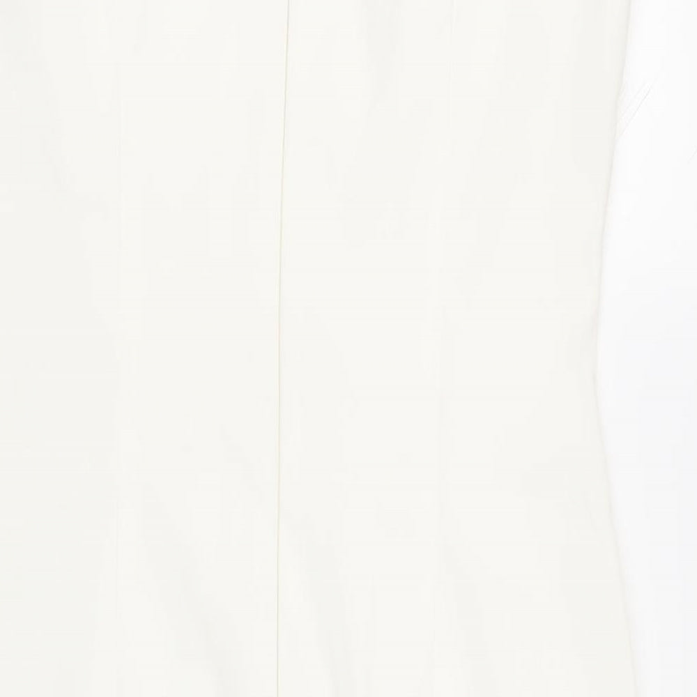 Connected Apparel Womens White Polyester Pencil Dress Size 8 Boat Neck Zip