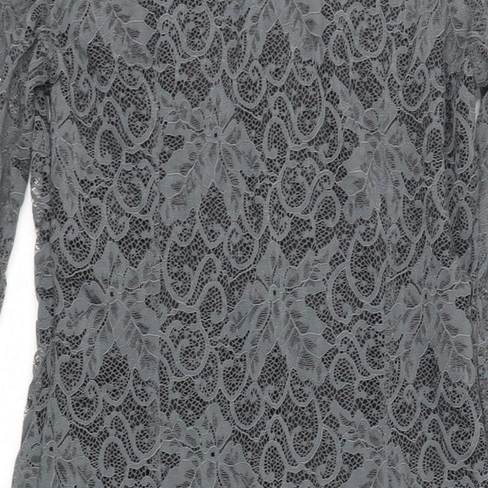 Saint Tropez Womens Grey Polyamide A-Line Size M V-Neck Zip