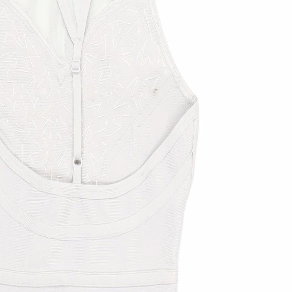 Boohoo Womens Grey Polyester Bodycon Size 8 Halter Hook & Eye - Embellished