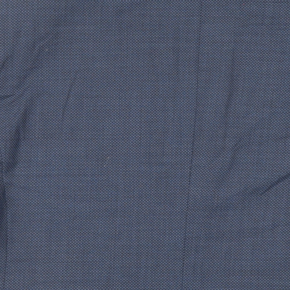 Marks & Spencer Mens Blue Geometric Wool Jacket Suit Jacket Size 44 Regular