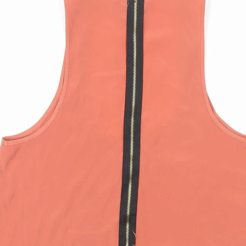 Topshop Womens Orange Polyester Basic Tank Size 8 Scoop Neck