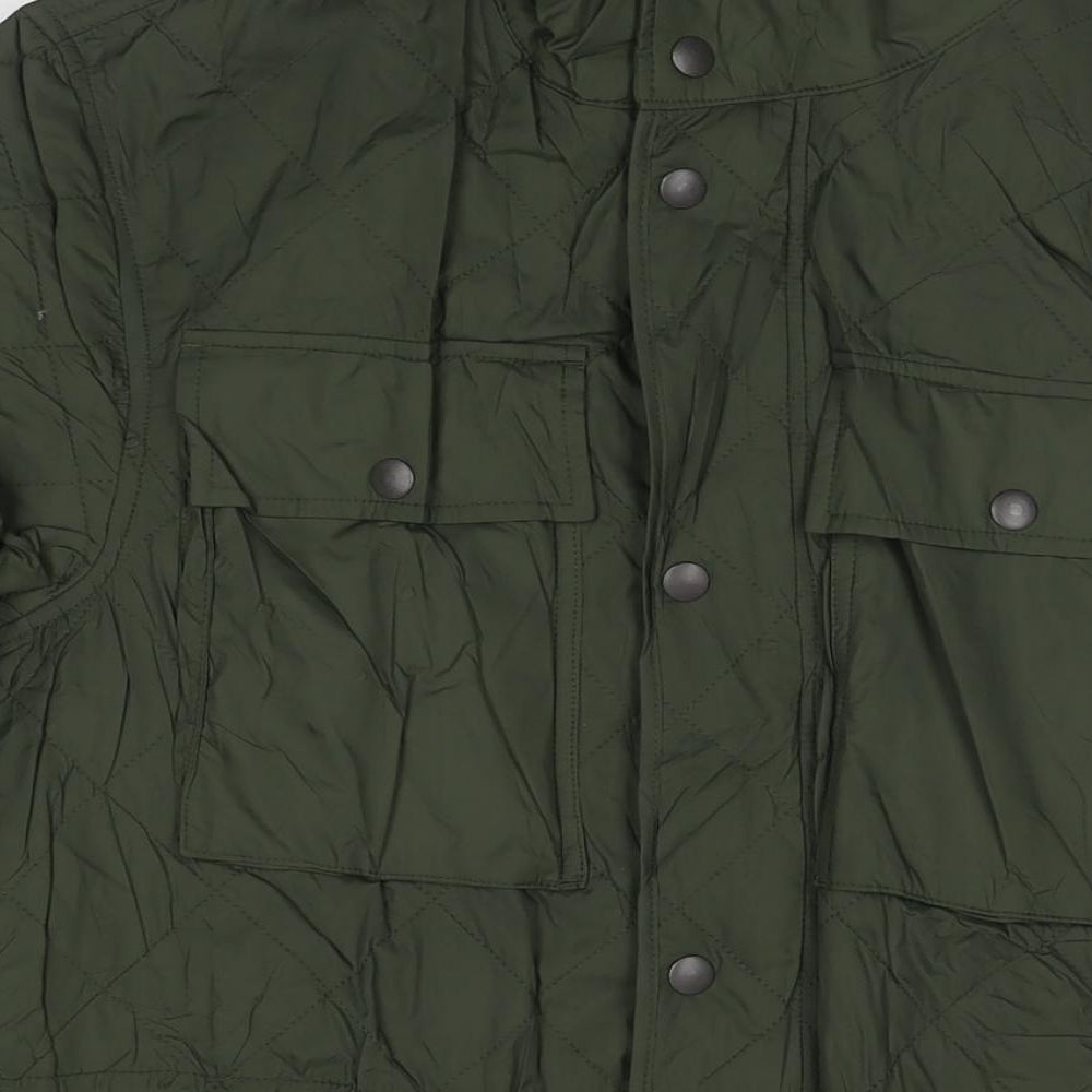 Marks & Spencer Mens Green Quilted Coat Size S Zip