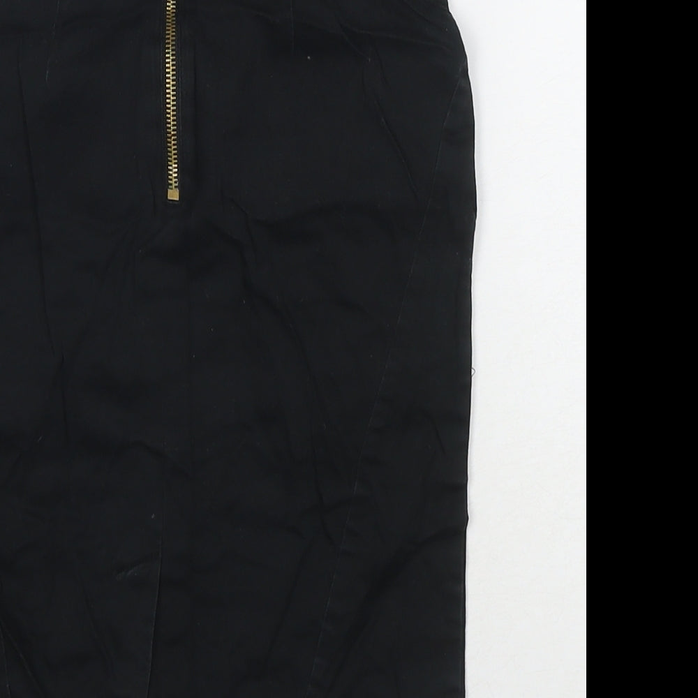 Topshop Womens Black Cotton Mini Skirt Size 6 Zip
