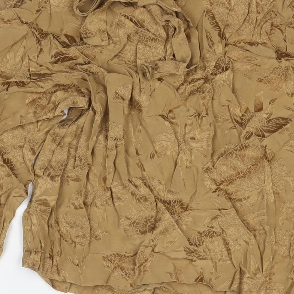 RESERVED Womens Brown Floral Viscose Basic Blouse Size L Round Neck