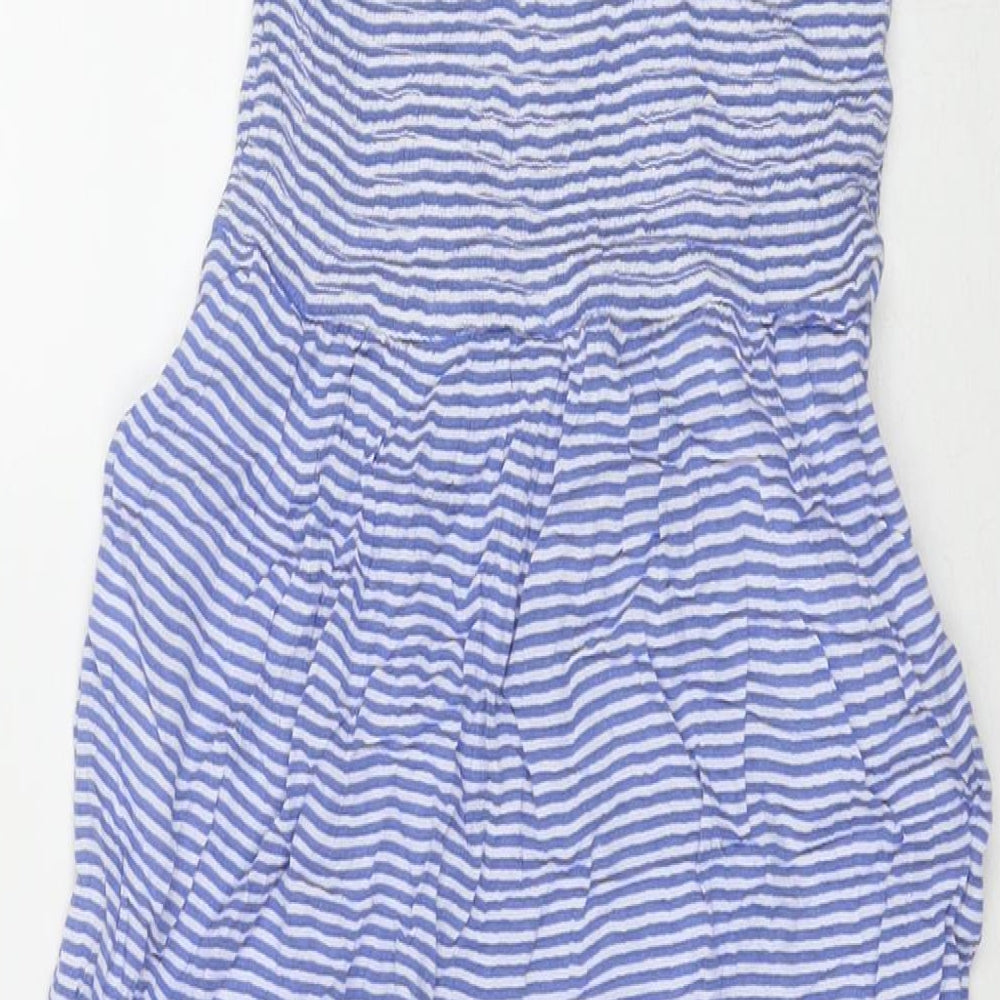 Marks & Spencer Girls Blue Striped Viscose Jumpsuit One-Piece Size 10-11 Years L23 in Pullover