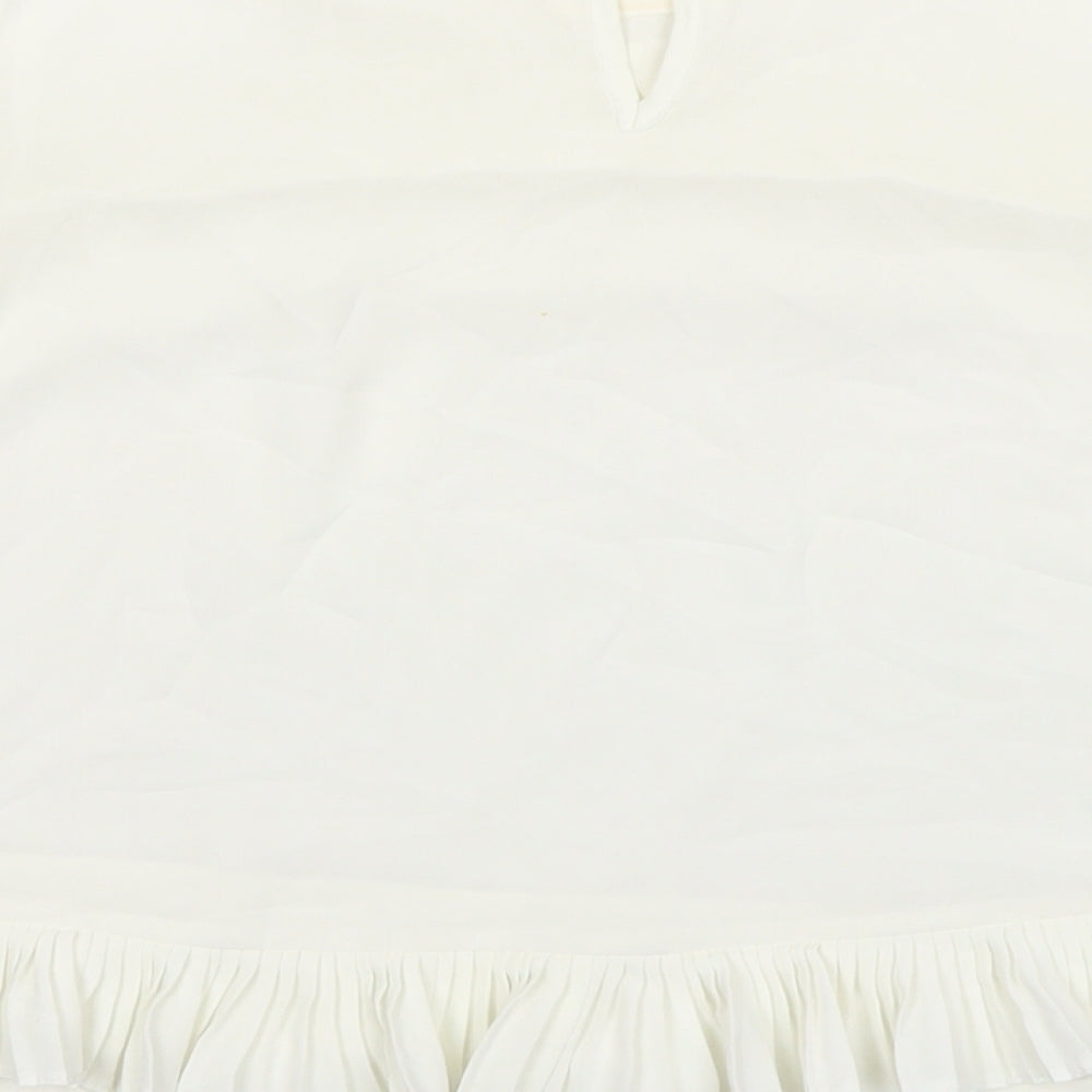 Topshop Womens White Polyester Basic Blouse Size 8 Round Neck
