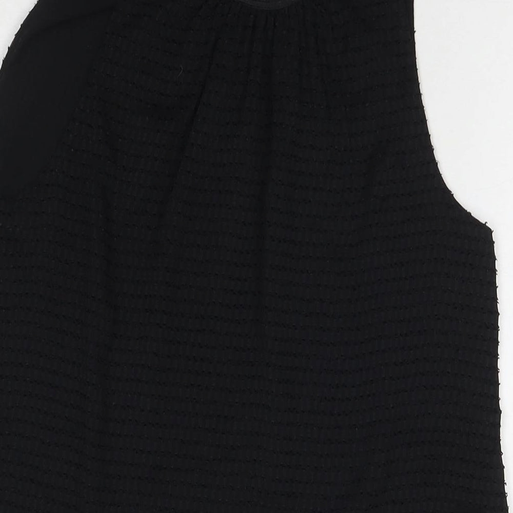 Mango Womens Black Polyester Basic Tank Size S Round Neck