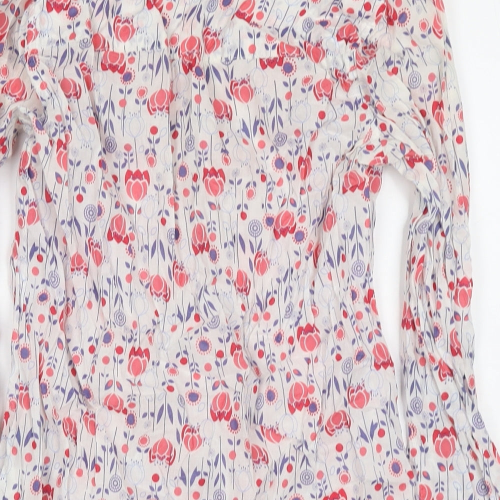 Debenhams Womens Multicoloured Floral Cotton Basic T-Shirt Size 8 V-Neck