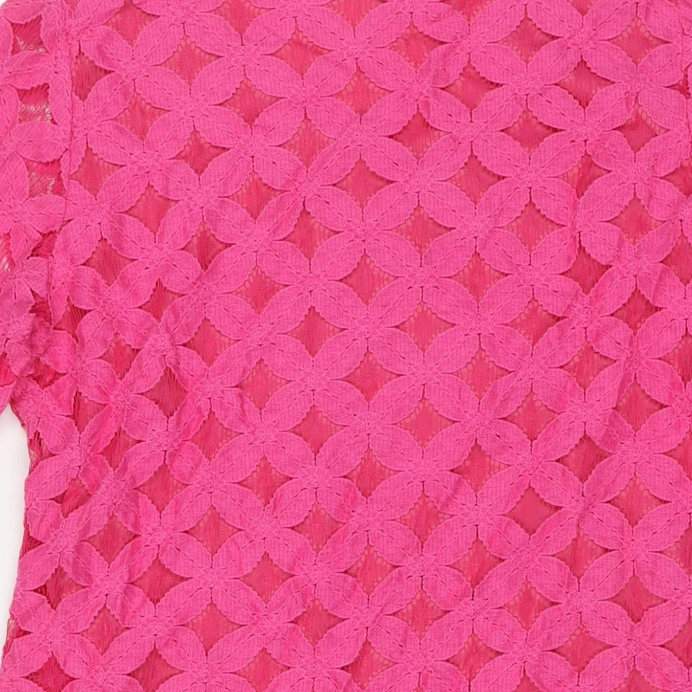 Divine Womens Pink Polyester Basic T-Shirt Size 14 Round Neck