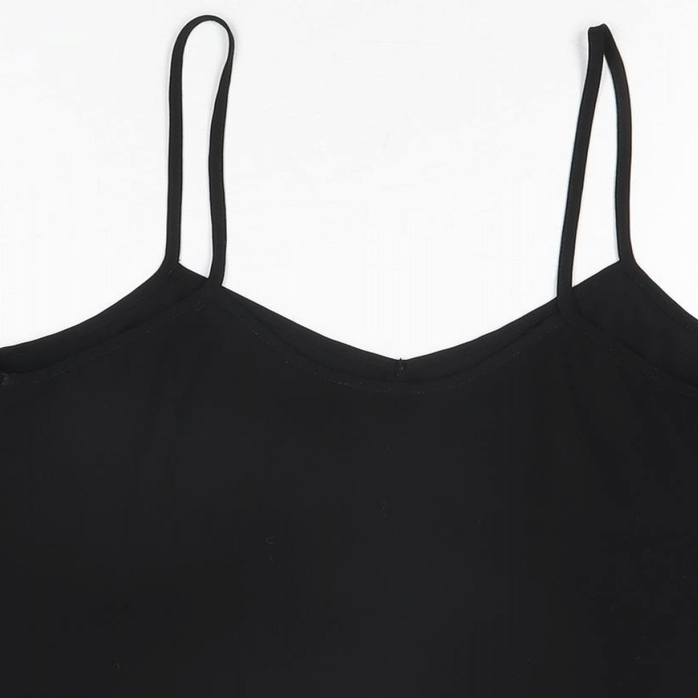 Topshop Womens Black Polyester Camisole T-Shirt Size 12 V-Neck