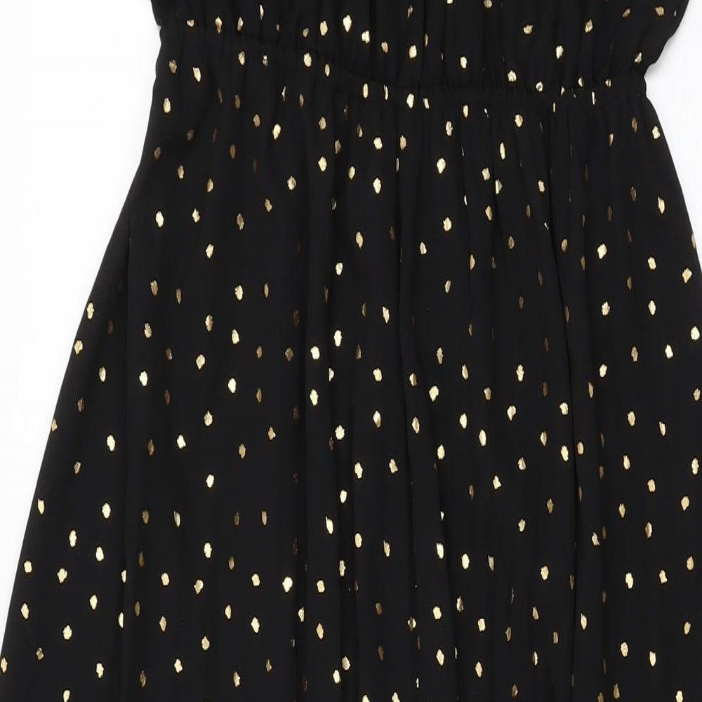 Calliope Womens Black Polka Dot Polyester Shift Size M Round Neck Tie