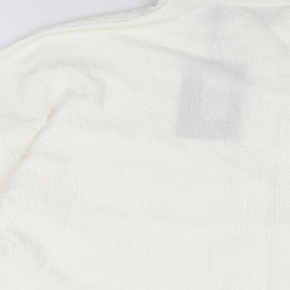 PRETTYLITTLETHING Womens White Polyester Basic Button-Up Size 12 Collared