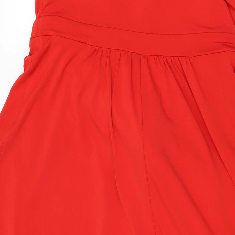 Truth & Fable Womens Red Polyester Shift Size S Off the Shoulder Tie