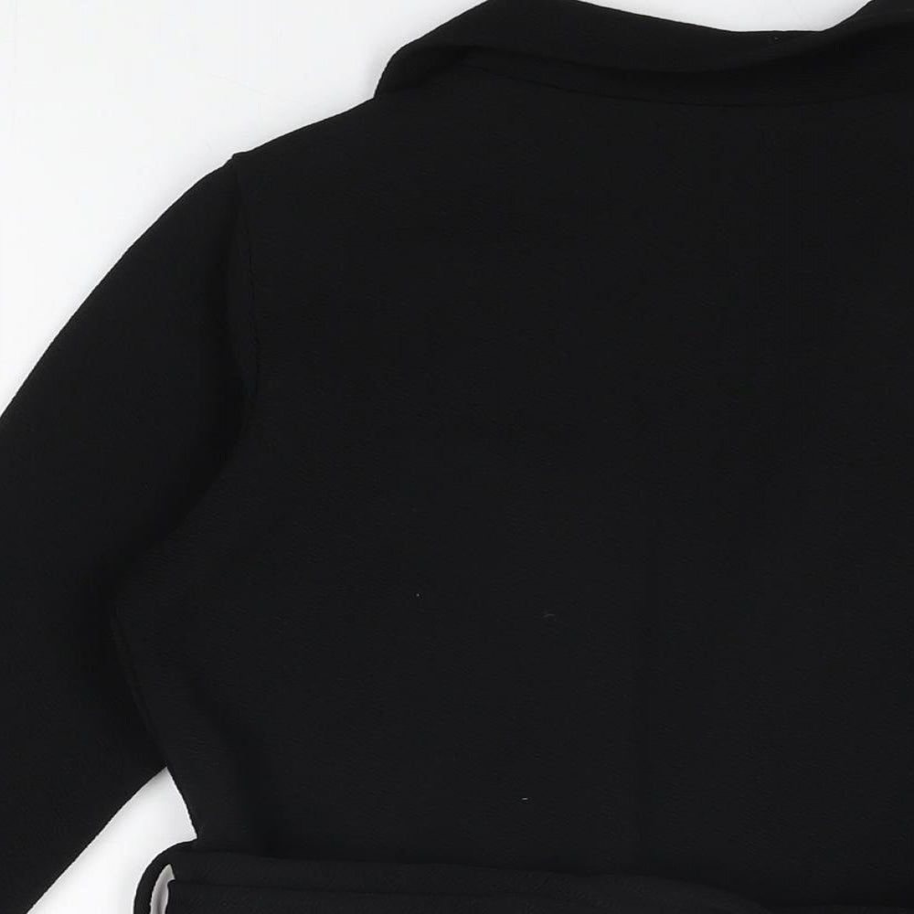 PRETTYLITTLETHING Womens Black Jacket Size 10 Tie