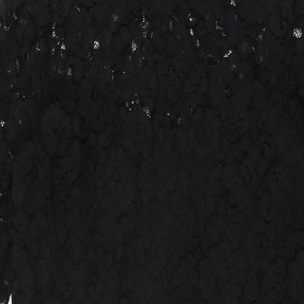 H&M Womens Black Floral Viscose Shift Size 8 Round Neck Zip