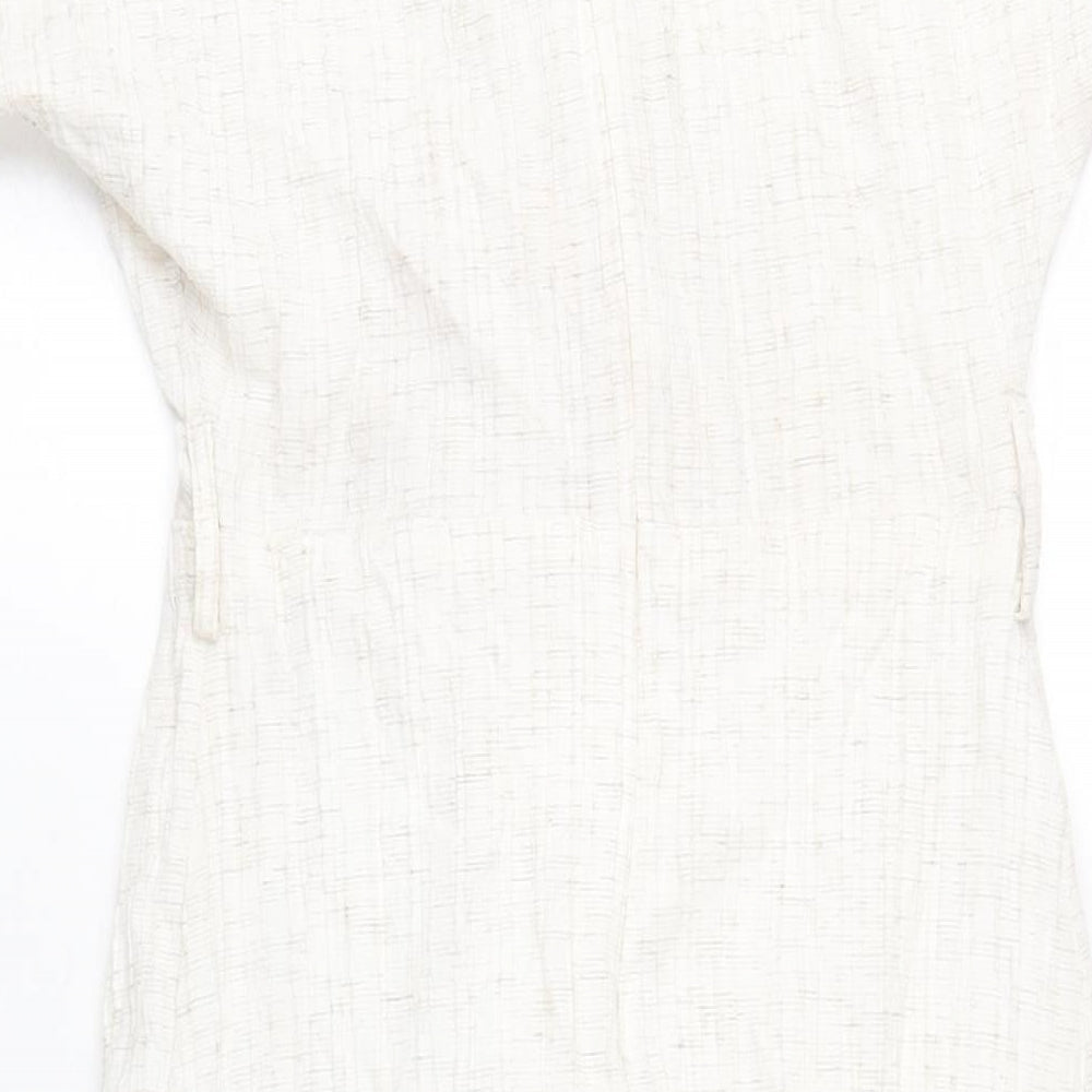 Addax Womens Beige Polyester A-Line Size 8 V-Neck Zip