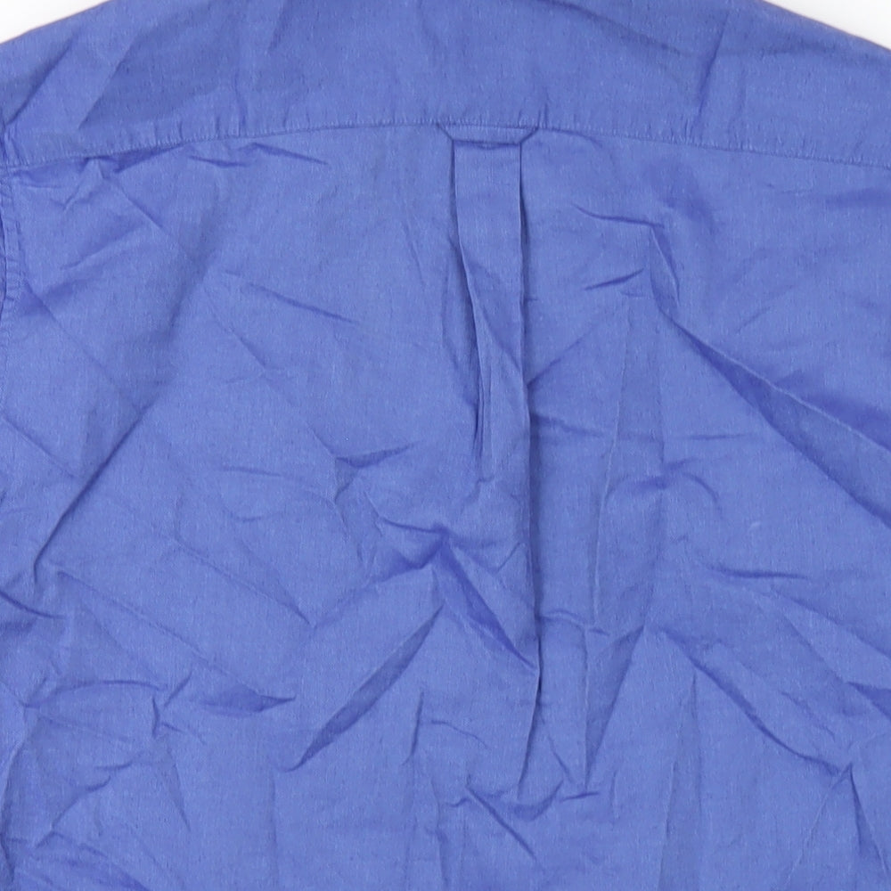 Marks & Spencer Mens Blue Cotton Button-Up Size M Collared Button