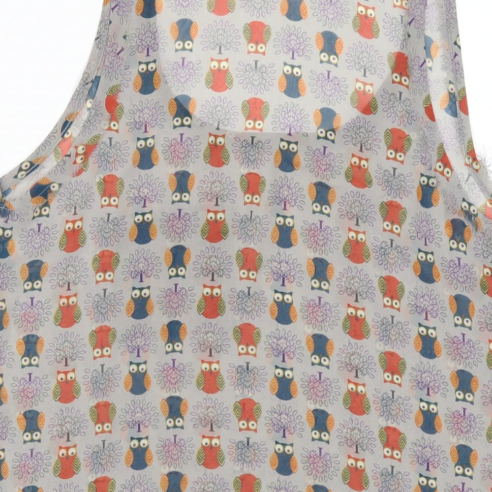 Pins and Needles Womens Grey Geometric Polyester Basic Tank Size S Scoop Neck