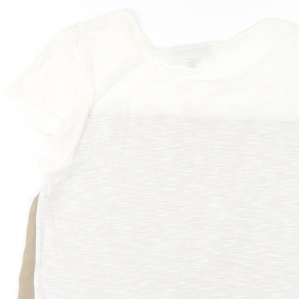 Warehouse Womens Beige Polyester Basic T-Shirt Size 12 Round Neck